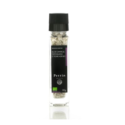 Camargue salt, organic black pepper and organic wild rosemary 110g