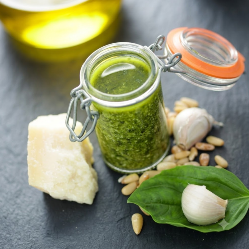 Pistou sauce ( basil, garlic and olive oil sauce)